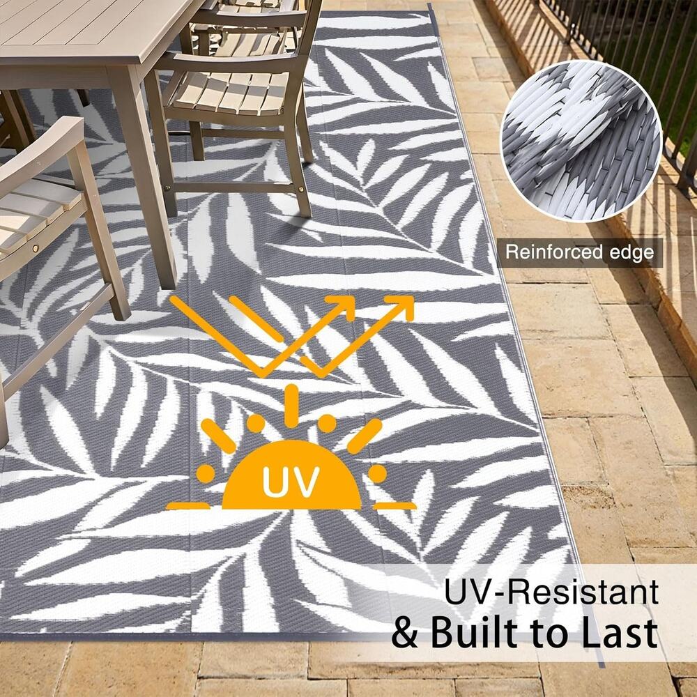OLANLY Outdoor Rug 6x9 Grey White Reversible Waterproof Patio RV Camping New - Picture 4 of 8